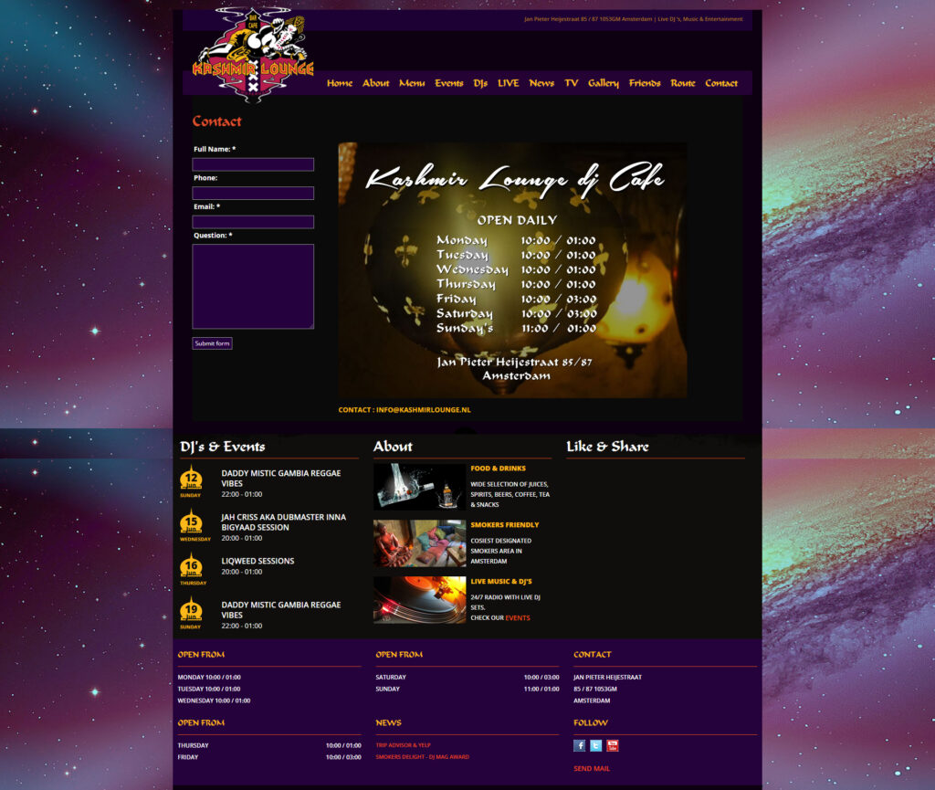 WebSpaceZ Webdesign Kashmir Lounge cafe