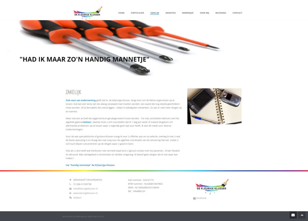 WebSpaceZ Webdesign Kleurige Klusser