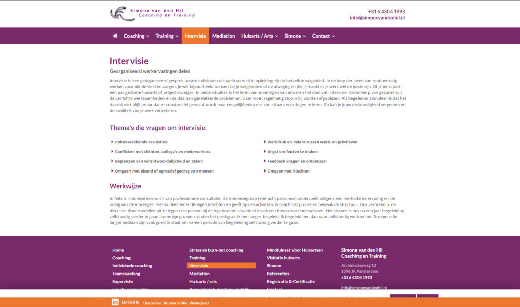 WebSpaceZ Webdesign Simone van den Hil Coaching en Training