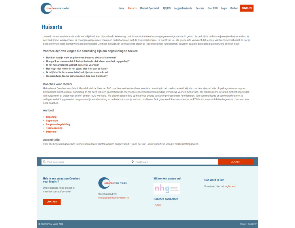 WebSpaceZ Webdesign Coaches voor Medici