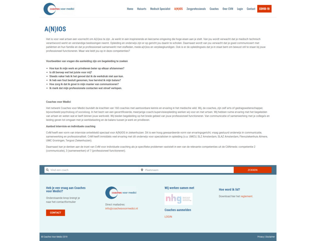WebSpaceZ Webdesign Coaches voor Medici