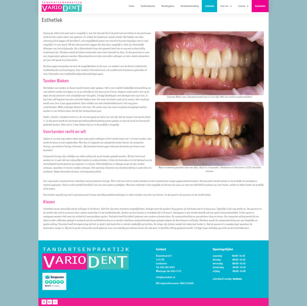 WebSpaceZ Webdesign Variodent Tandartspraktijk
